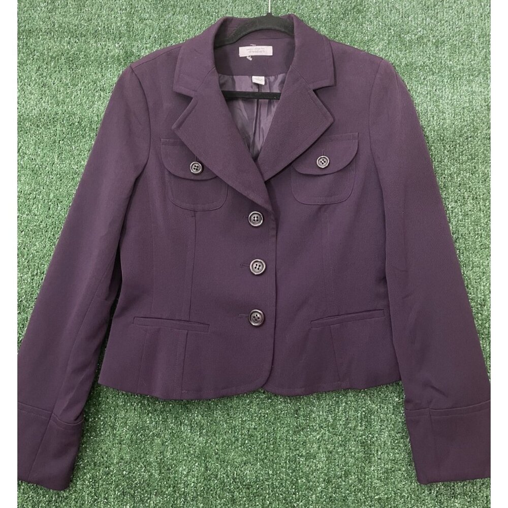 Larry Levine Dessbarn Women's Blazer Jacket Purple Size 6 Short Button Pockets